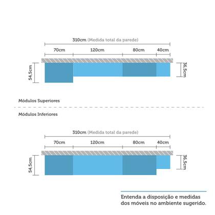 Imagem de Armário de Cozinha Completa com 6 Peças e Tampo Jade Luciane Móveis