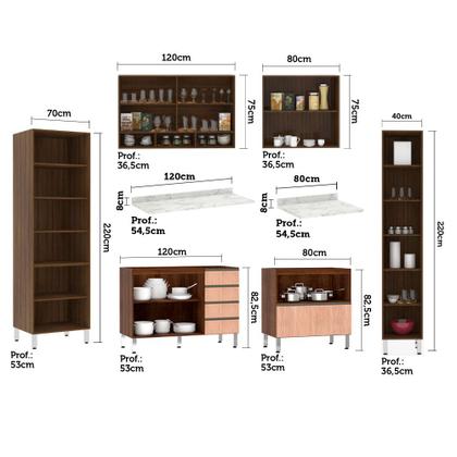 Imagem de Armário de Cozinha Completa com 6 Peças e Tampo Jade Luciane Móveis