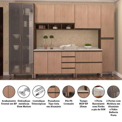 Imagem de Armário de Cozinha Completa com 6 Peças e Tampo Jade Luciane Móveis