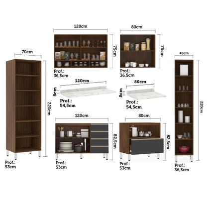 Imagem de Armário de Cozinha Completa com 6 Peças e Tampo Jade Luciane Móveis