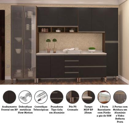 Imagem de Armário de Cozinha Completa com 6 Peças e Tampo Jade Luciane Móveis