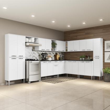Imagem de Armário de Cozinha Completa com Tampo 11 peças Xangai Pop Multimóveis Branca