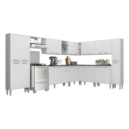 Imagem de Armário de Cozinha Completa com Tampo 11 peças Xangai Pop Multimóveis Branca