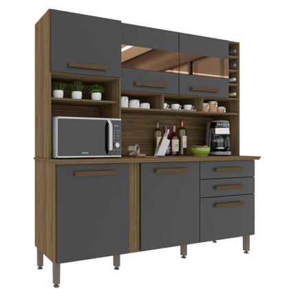 Armário de Cozinha Completa com Tampo Espelho 06 Portas 02 Gavetas