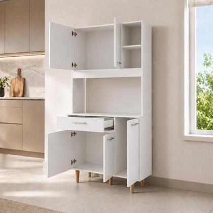 Imagem de Armário de Cozinha Completa Compacta 5 Portas 1 Gaveta com Balcão MDP Moveis Bonatto