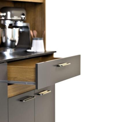 Imagem de Armário De Cozinha Completa Coral Com 8 Portas E 1 Gaveta Compacto Ripado Grafite