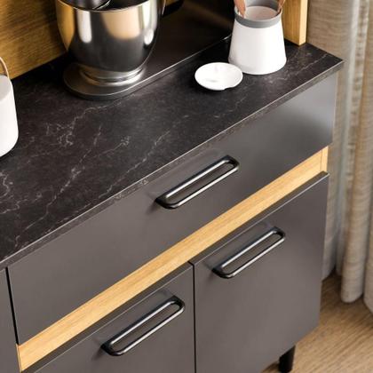 Imagem de Armário De Cozinha Completa Coral Com 8 Portas E 1 Gaveta Compacto Ripado Grafite