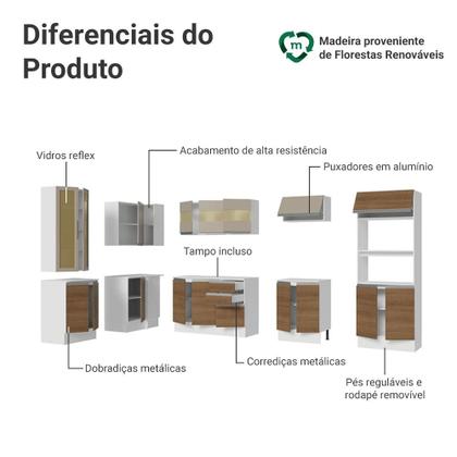 Imagem de Armário de Cozinha Completa de Canto 100% MDF 447 cm Branco/Rustic/Crema Smart Madesa 02
