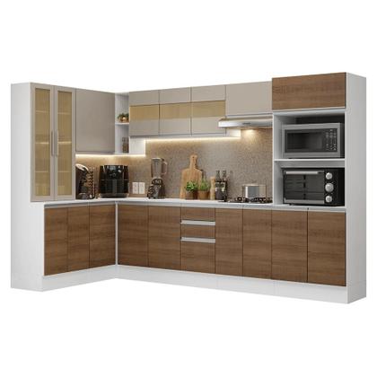 Imagem de Armário de Cozinha Completa de Canto 100% MDF 447 cm Branco/Rustic/Crema Smart Madesa 02