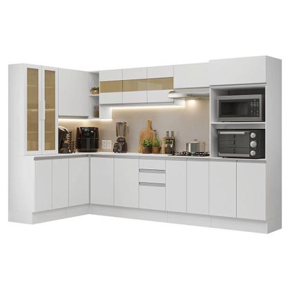 Imagem de Armário de Cozinha Completa de Canto 100% MDF 447 cm Branco Smart Madesa 02