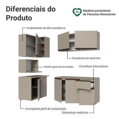 Imagem de Armário de Cozinha Completa de Canto 265 cm Suspensa Crema Nice Madesa 06