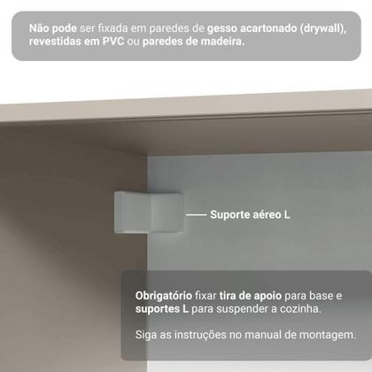 Imagem de Armário de Cozinha Completa de Canto 265 cm Suspenso Crema Nice Madesa 03