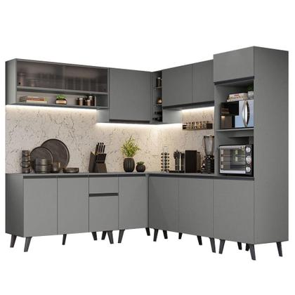 Imagem de Armário de Cozinha Completa de Canto 445cm Cinza Nice Madesa 02