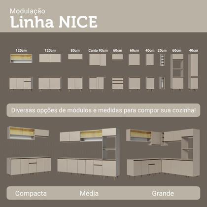Imagem de Armário de Cozinha Completa de Canto 465 cm Suspensa Crema Nice Madesa 10