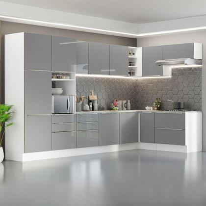 Imagem de Armário de Cozinha Completa de Canto 546cm Branco/Cinza Lux Madesa 05