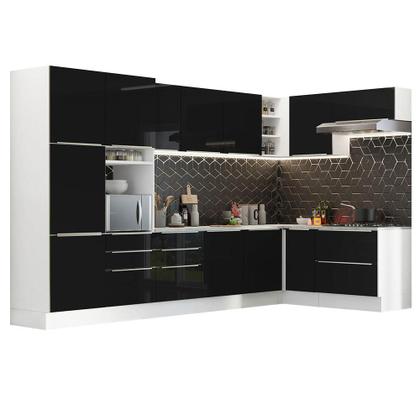 Imagem de Armário de Cozinha Completa de Canto 546cm Branco/Preto Lux Madesa 05
