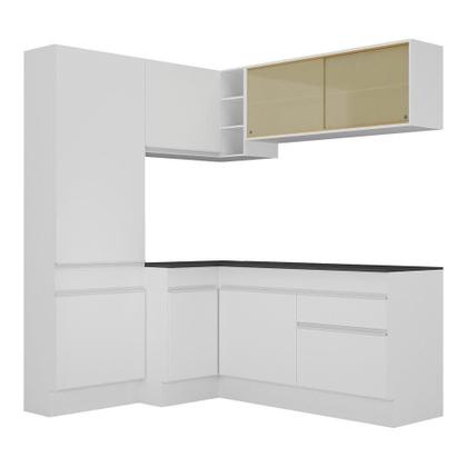 Imagem de Armário De Cozinha Completa De Canto Com Rodapé Branco