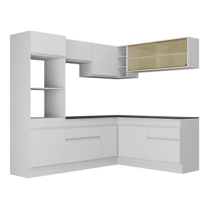 Imagem de Armário De Cozinha Completa De Canto Com Rodapé V2099 Branco