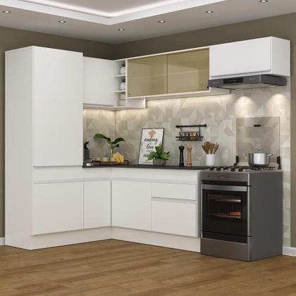 Imagem de Armário de Cozinha Completa de Canto com Rodapé Veneza Multimóveis MP2086.891 Branco