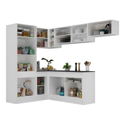 Imagem de Armário de Cozinha Completa de Canto com Rodapé Veneza Multimóveis MP2086.891 Branco