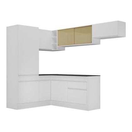 Imagem de Armário de Cozinha Completa de Canto com Rodapé Veneza Multimóveis MP2086.891 Branco