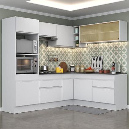 Imagem de Armário de Cozinha Completa de Canto com Rodapé Veneza Multimóveis MP2099.891 Branco