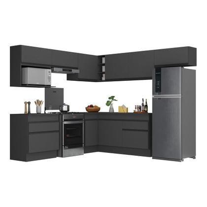 Imagem de Armário de Cozinha Completa de Canto com Rodapé Veneza Multimóveis MP2106.895 Preto
