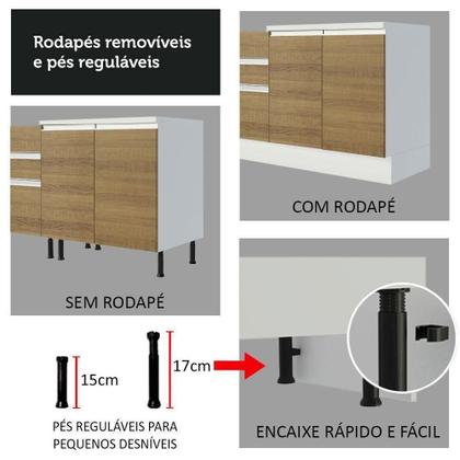 Imagem de Armário De Cozinha Completa De Canto Madesa Smart 100% MDF Modulada Branco/Rustic/Crema