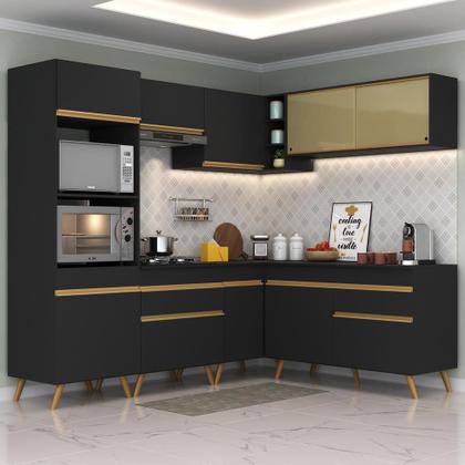 Imagem de Armário de Cozinha Completa de Canto Veneza GB Multimóveis MP2064 Preta