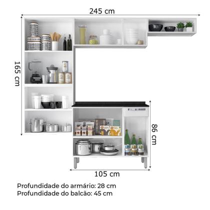 Imagem de Armário de Cozinha Completa Itatiaia de Aço com Balcão 10 Portas 1 Gaveta Branco