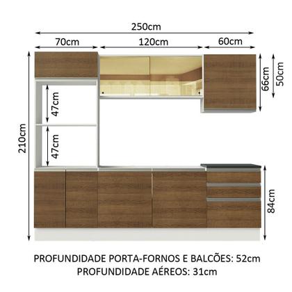 Imagem de Armário de Cozinha Completa Madesa 100% MDF Acordes com Balcão (Sem Tampo e Pia) - Branco/Rustic