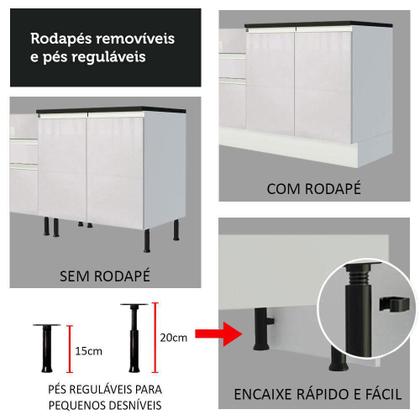 Imagem de Armário de Cozinha Completa Madesa 100% MDF Acordes XA330002 (Sem Tampo e Pia) Portas Branco Brilho