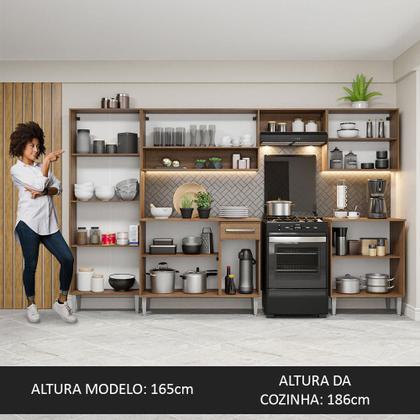 Imagem de Armário de Cozinha Completa Madesa Emilly 293001 com Balcão e Paneleiro - Rustic