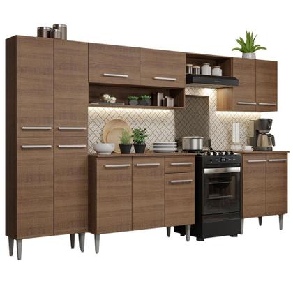 Imagem de Armário de Cozinha Completa Madesa Emilly 293001 com Balcão e Paneleiro - Rustic