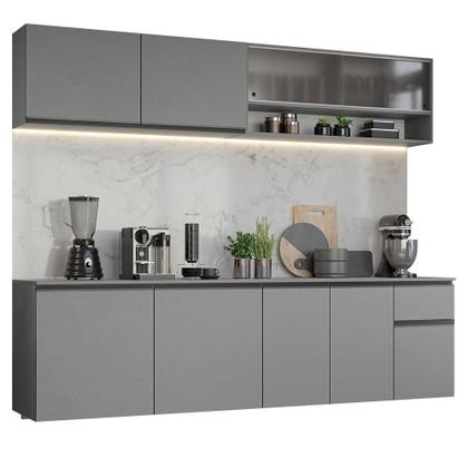 Imagem de Armário de Cozinha Completa Suspenso 240cm Cinza Nice Madesa 04