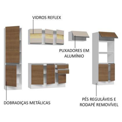 Imagem de Armário de Cozinha Completo 100% MDF 300cm Branco/rustic