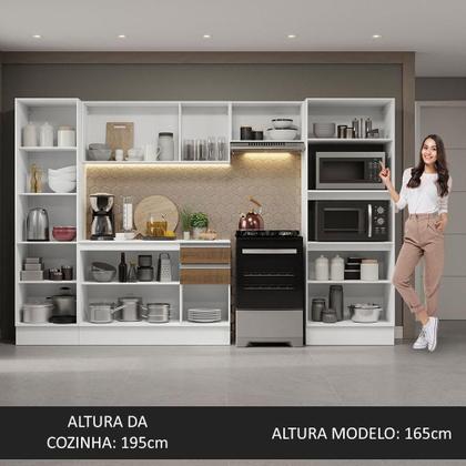 Imagem de Armário de Cozinha Completo 100% MDF 300cm Branco/rustic