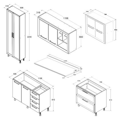 Imagem de Armário de Cozinha Completo Ditália Aspen 5 Pc CVBR A10 cozy