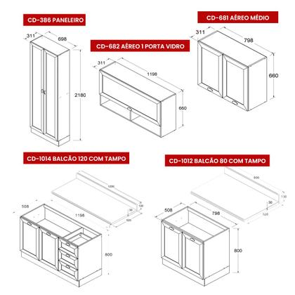 Imagem de Armário de Cozinha Completo Ditália Denver 5 pc Rv/Br D10
