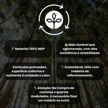 Imagem de Armário de Cozinha Completo Sabrina com Balcão Pia 360x202 Cm 6 Peças MDP Menu Móveis