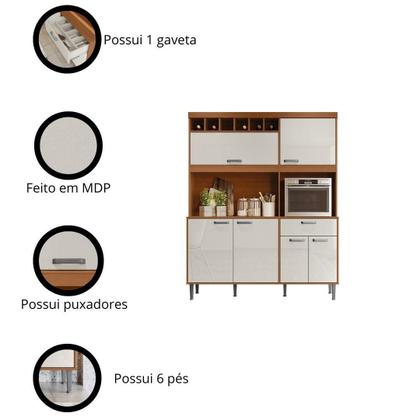 Imagem de Armário de Cozinha Dakota Lukaliam 6 Portas 1 Gaveta e Adega