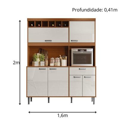 Imagem de Armário de Cozinha Dakota Lukaliam 6 Portas 1 Gaveta e Adega
