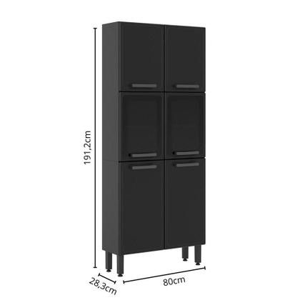 Imagem de Armário de Cozinha de Aço 6 Portas 2 Vidros Estilo Bertolini