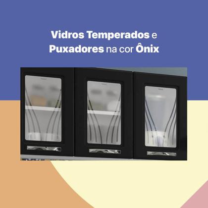 Imagem de Armário de Cozinha de Aço Aéreo Triplo 120cm Clara Multimóveis CR6144 Branco/Preto