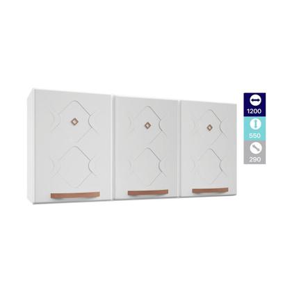 Imagem de Armário de Cozinha de Aço Aéreo Triplo 120cm Regina Multimóveis CR6122 Branco