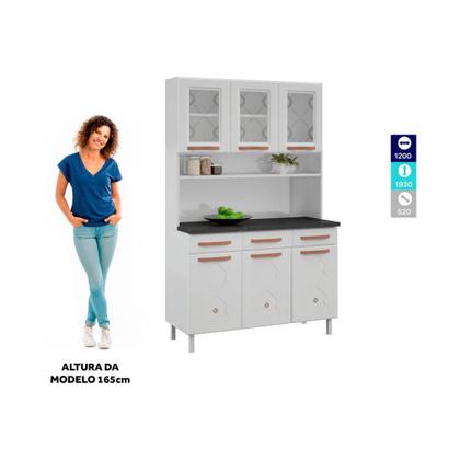 Imagem de Armário de Cozinha de Aço Kit Triplo 120cm Regina Multimóveis CR6129 Branco