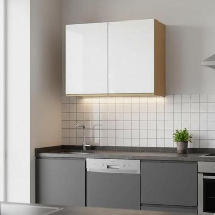 Imagem de Armário de Cozinha e Lavanderia com 2 Portas Duplo Aéreo Módulo Suspenso Clara Atacama / Off White Aramóveis