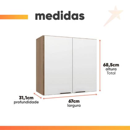 Imagem de Armário de Cozinha e Lavanderia Com 2 Portas Duplo Aéreo Módulo Suspenso Nogal/Branco Paris Batrol
