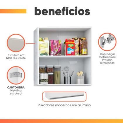 Imagem de Armário de Cozinha e Lavanderia com 2 Portas Duplo Aéreo Módulo Suspenso Top Class Batrol Branco