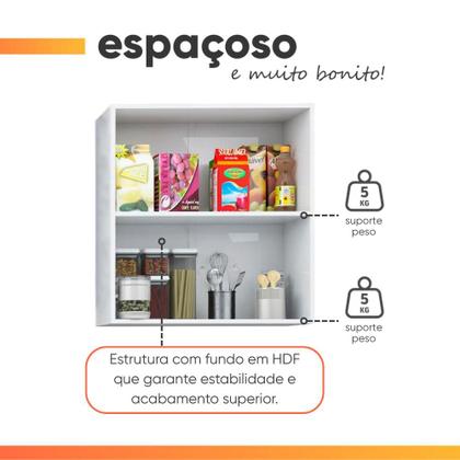 Imagem de Armário de Cozinha e Lavanderia com 2 Portas Duplo Aéreo Módulo Suspenso Top Class Batrol Branco